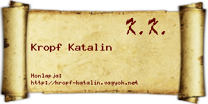 Kropf Katalin névjegykártya